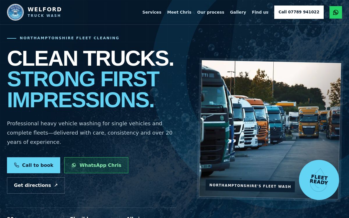 Welford Truck Wash customer website designed by Veyron Digital